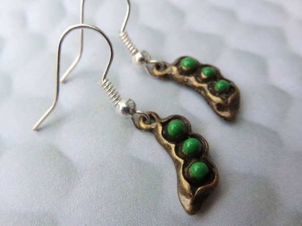 Erbsenschote Ohrringe bronzefarben Erbsen